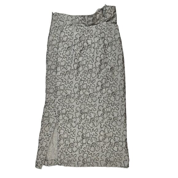 Comme Des Garcons Vintage Skirt Size Small Wool Midi Gray Embroidered Floral - Picture 2 of 7